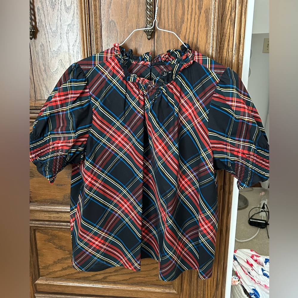 Women’s JCrew Plaid Top - Like New!  Perfect for Christmas!  Size XXL